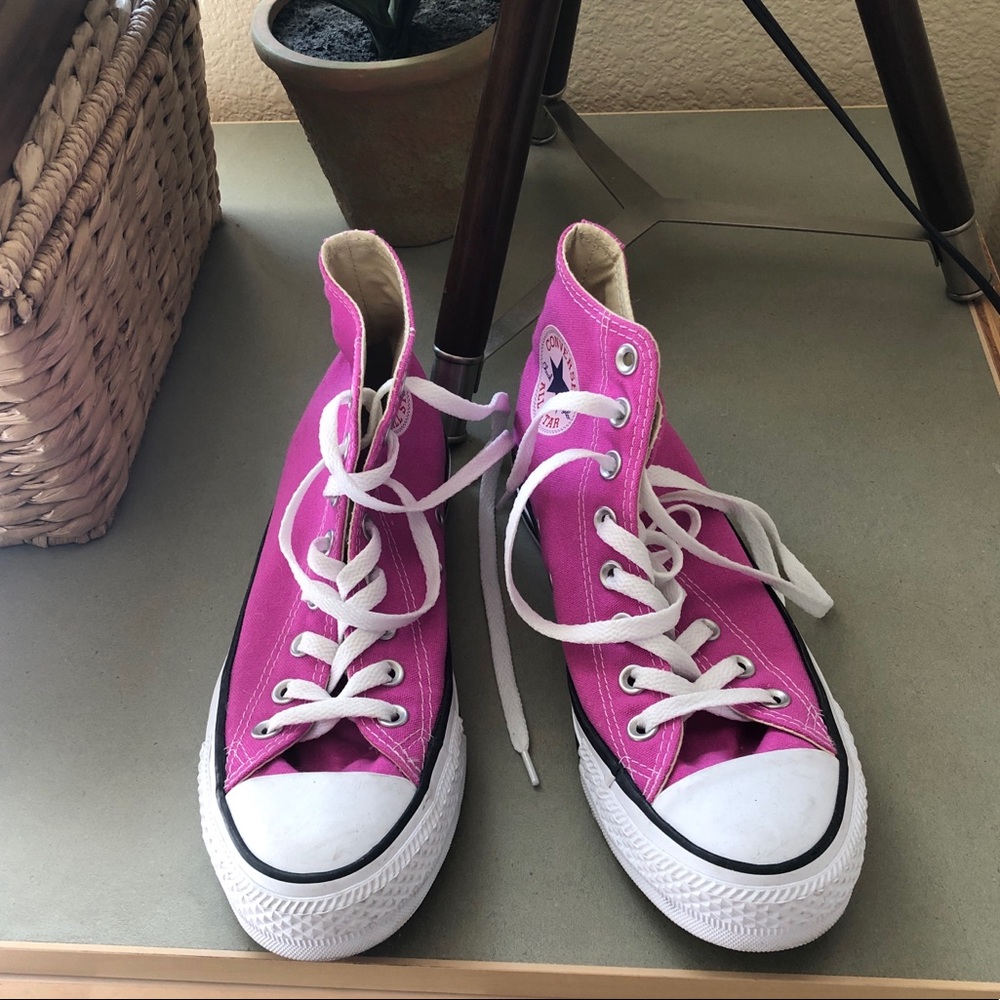 Bright Pink High Top Converse
